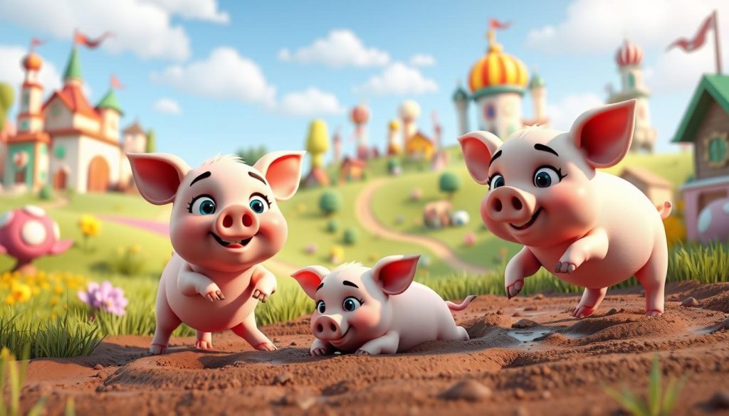 กราฟิกการ์ตูน 3D Three Crazy Piggies